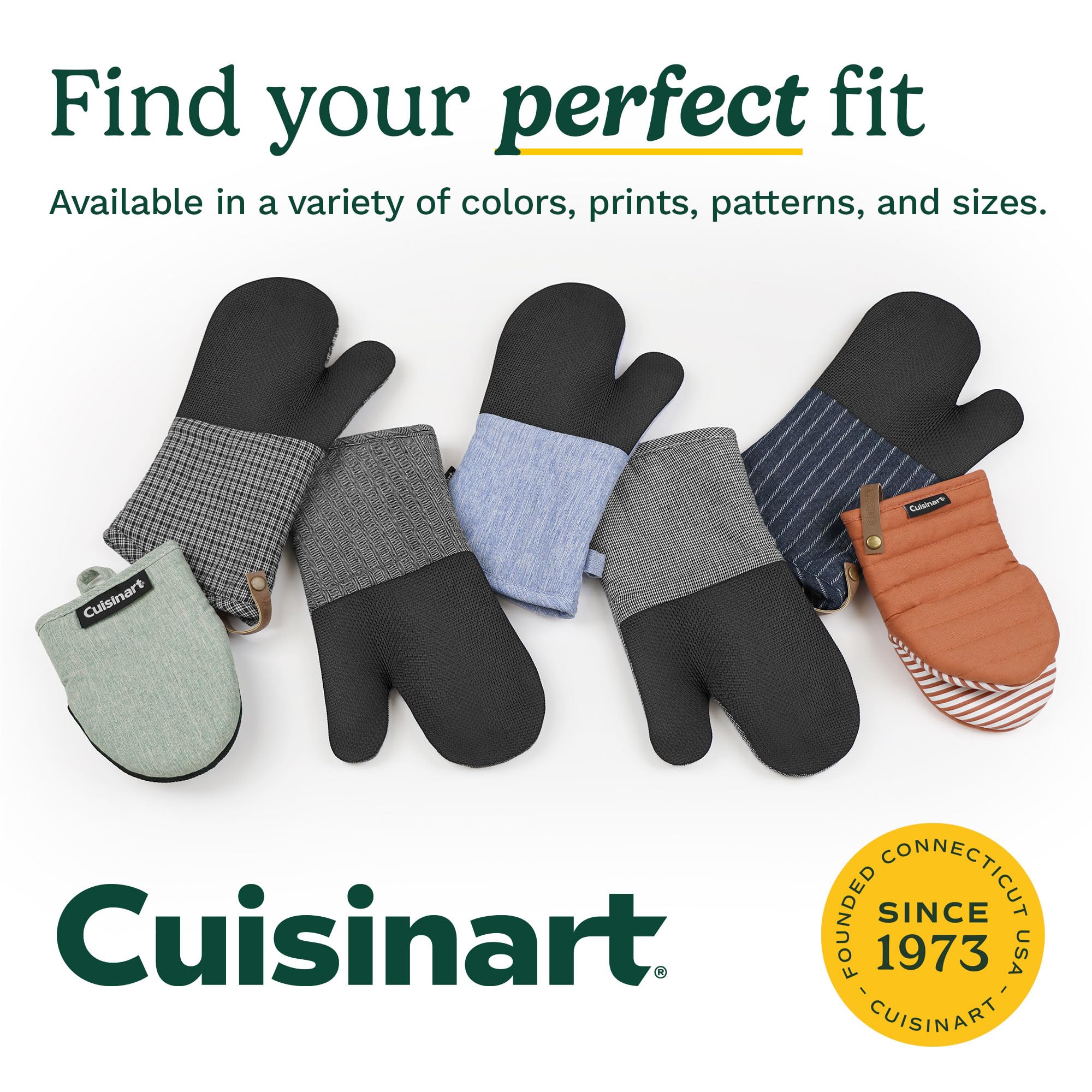 Cuisinart Heritage Mini Oven Mitts – 5.5” x 7” Heat-Resistant Kitchen Mitts for Oven with Non-Slip Neoprene Palm, Cotton Filling, and Faux Leather Loop – Durable Oven Mitt Set for Cooking & Baking - Image 7